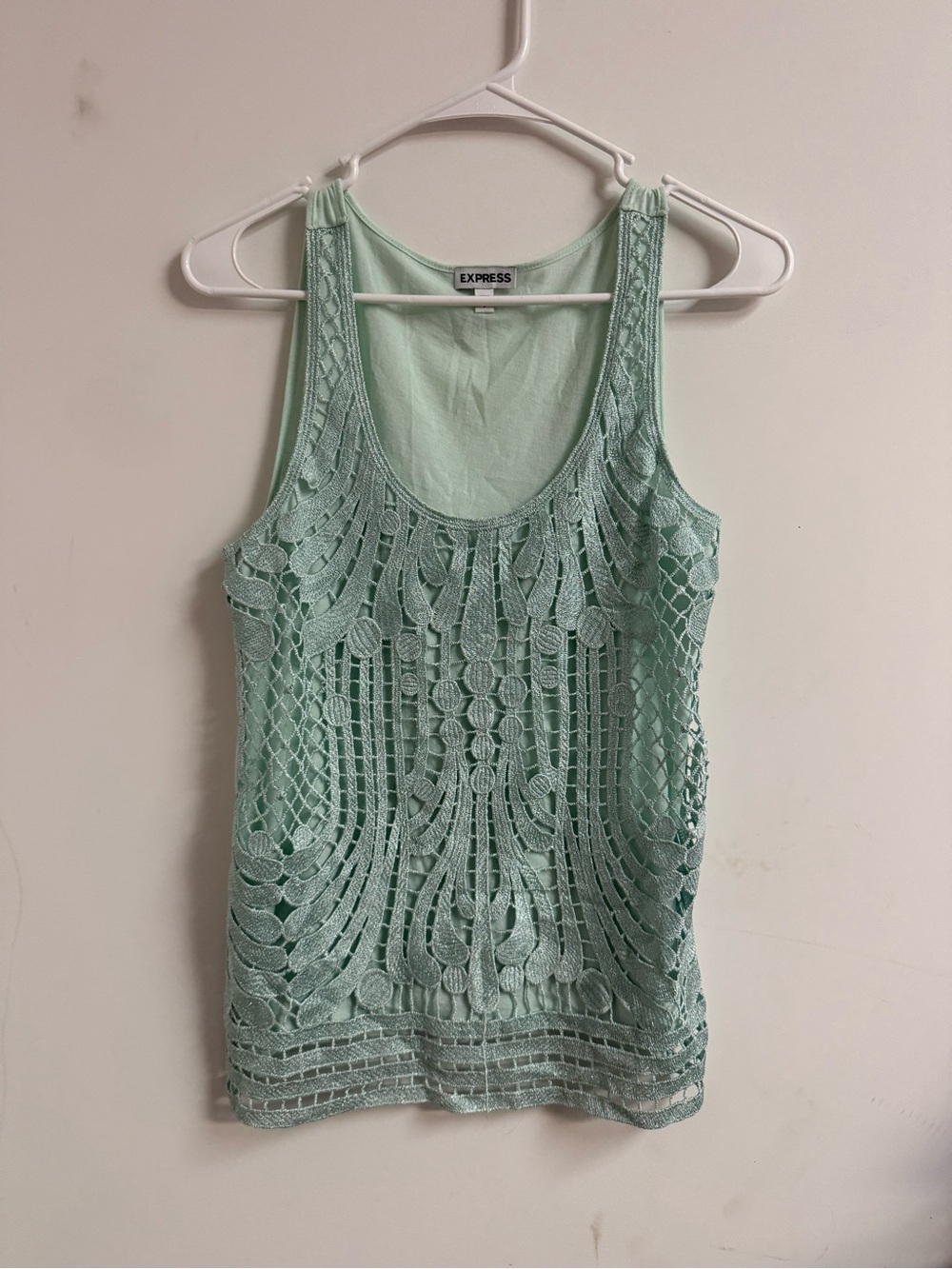 Express Mint Crochet Overlay Tank